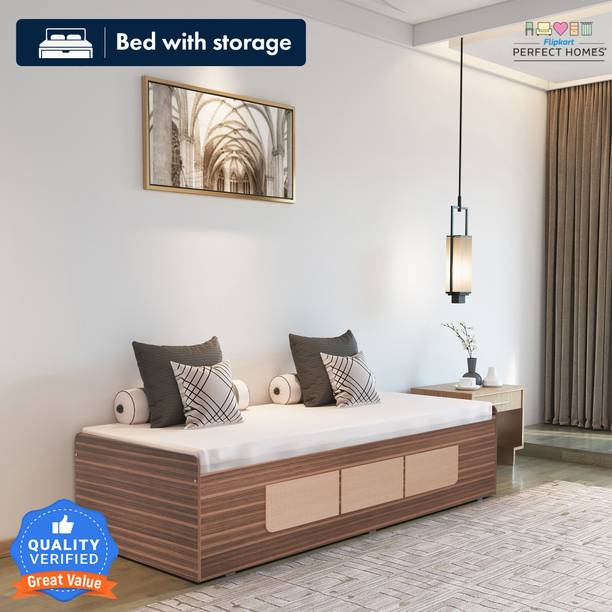 Flipkart Perfect Homes Quintus Engineered Wood Single Box Bed, 186 cm x 80.7 cm (6.1 ft x 2.65 ft)