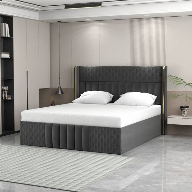 CARLTON LONDON Upholstered bed with storage And Headboard For Bedroom Without Mattress Engineered Wood Queen Box Bed