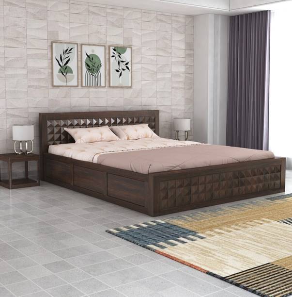 GOYALINTERIOR Sheesham Wood King Bed/Wooden Cot/Wooden Bed With Box Storage For Home Solid Wood King Box Bed