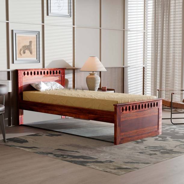 Rukmaajee Single size bed Solid Wood Single Bed, 205.74 cm x 96.52 cm (6.75 ft x 3.17 ft)