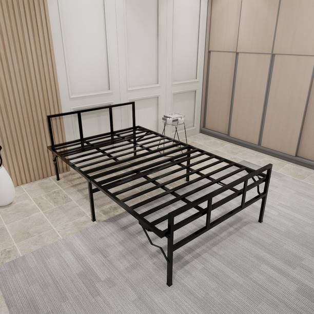 ARLAVYA Premium Powder coated Double Folding Metal Bed 6.25ft x 4 ft |2 Years Warranty| Metal Double Bed