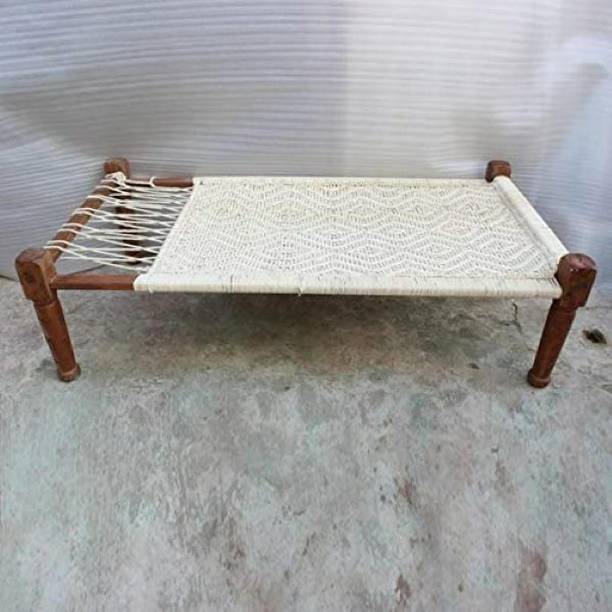 mp enterprises Indian Design Urban Manjhi Woven Natural Rope Charpai Solid Wood Single Bed