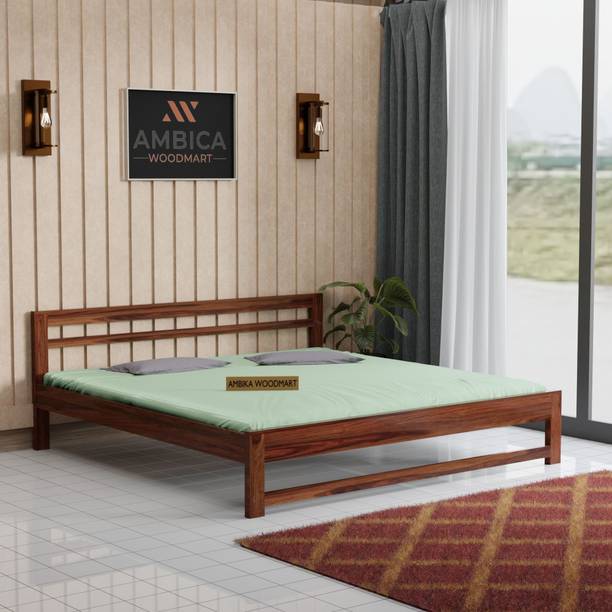 AMBICA WOODMART queen bed, sheesham wood queen bed, solid wood bed, bed for bed room, wooden bed Solid Wood Queen Bed