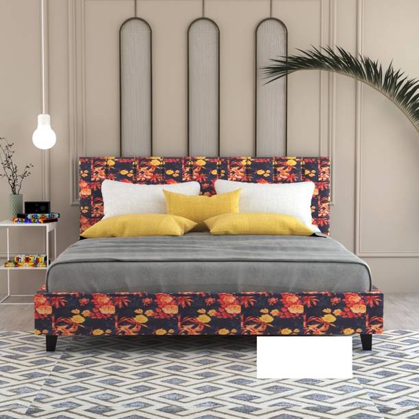 Flipkart Perfect Homes Floral Print Upholstered Headboard Engineered Wood King Bed