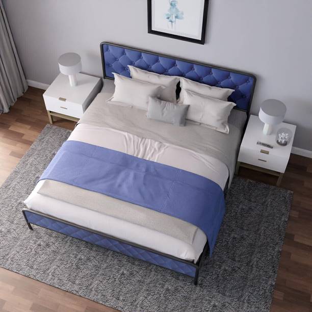 ELMSPIRE Marcus UpholsterLuxury Velvet Chesterfield Headboard Metal Queen Bed