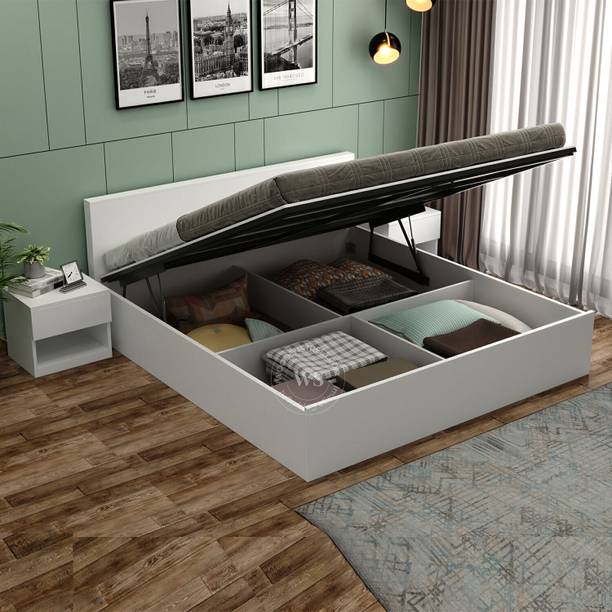 Wooden Street Harper Bed With Hydraulic Storage/Wooden Bed/Cot For Bedroom & Hotel Engineered Wood Queen Hydraulic Bed, 193.5 cm x 157.4 cm (6.35 ft x 5.16 ft)