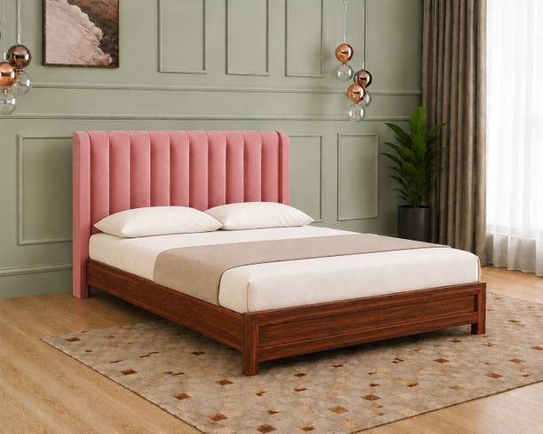 CRIGE Upholstered King-Size Premium Solid Wood Bed Solid Wood Queen Bed, 203.2 cm x 160.2 cm (6.67 ft x 5.26 ft)