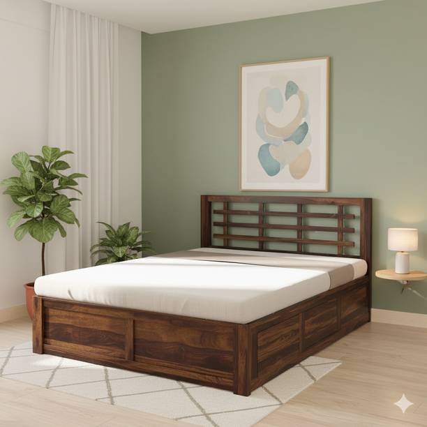 Rajgharana Solid Sheesham Wood Queen Size Bed For Bed Room /Guest Room /Hotel Solid Wood Queen Box Bed, 206 cm x 158 cm (6.76 ft x 5.18 ft)