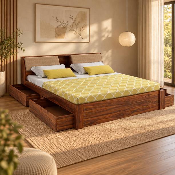 Ganpati Arts Mayor Sheesham Wood Bed/Cot With Drawer Storage | Solid Wood Queen Drawer Bed, 223.52 cm x 157.48 cm (7.33 ft x 5.17 ft)
