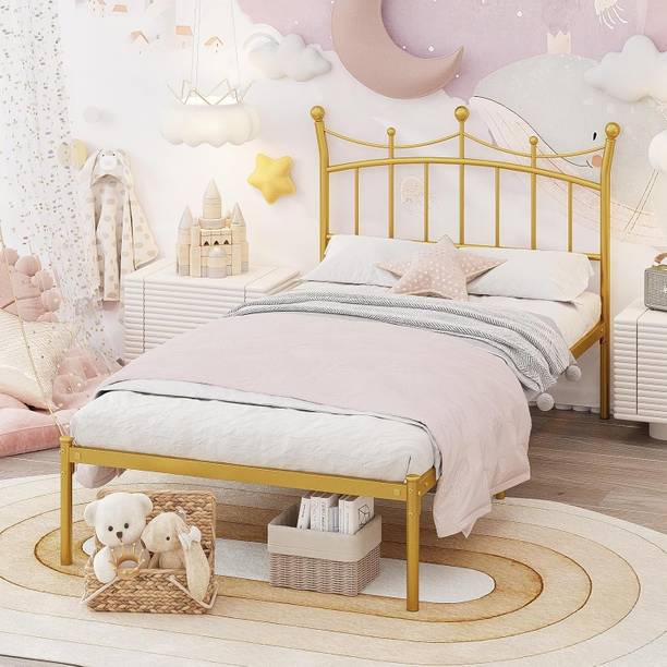 Z H Handicrafts Twin Bed Frames with Headboard, Princess Bed for Kids Heavy Duty Metal Metal Single Bed