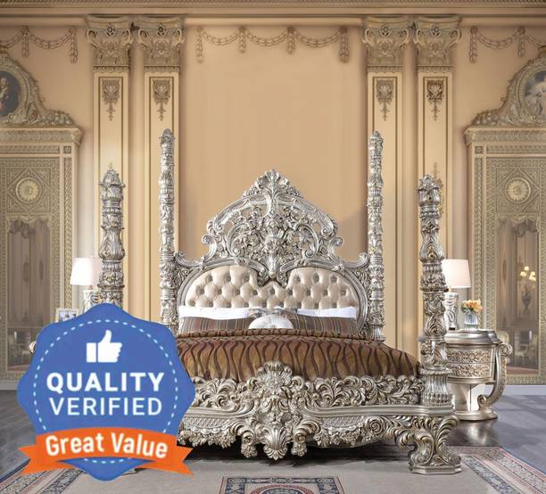 Pepperfry LAILA TURKISH STYLE ROYAL LUXURY TEAKWOOD DOUBLE Solid Wood King Box Bed, 170 cm x 170 cm (5.58 ft x 5.58 ft)