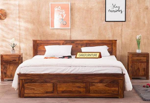 GARGHANDICRAFTS Sheesham Wood Bed/Cot Bed/Palang For Bed Room/Home/Hotel Solid Wood King Box, Drawer Bed, 205 cm x 192 cm (6.73 ft x 6.3 ft)