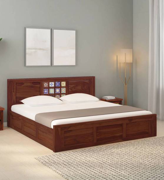 Vinod Furniture Solid Sheesham Wood King Size Bed With Storage For Bedroom/ Kids Room/ Hotel | Solid Wood King Box Bed