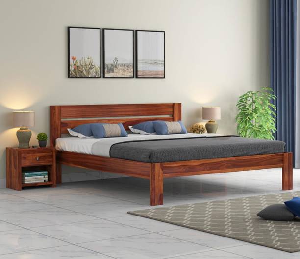 Bedroots Pure Sheesham King Size Bed Solid Wood King Bed, 205.74 cm x 190.5 cm (6.75 ft x 6.25 ft)