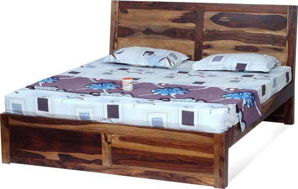 Sheesham Craft Simpaley Without Storage Bed,Unique Headboard Design,NaturalColour,MatteFinished Solid Wood King Bed