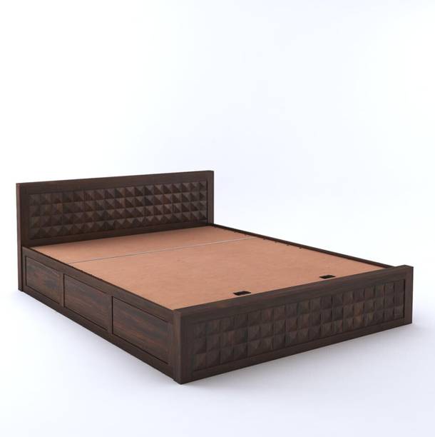 SAVITRIDECOR Sheesham Wood Bed For Bedroom/Wooden Cot/Palaung/Bed With Storage For Home Solid Wood Queen Hydraulic Bed