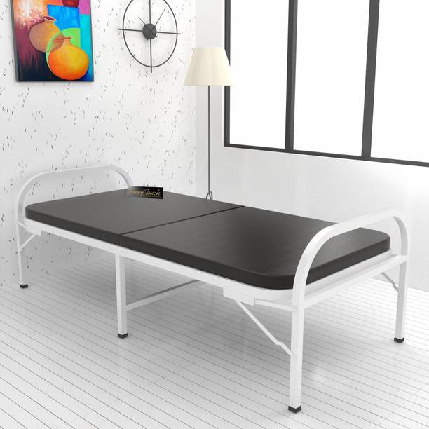 HoneyTouch Atlas Folding Bed Single with Mattress | No Assembly Required |(3ft x 6ft White) Metal Single Bed