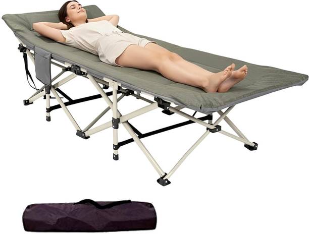 Hukimoyo Folding Single Bed for Sleeping with Soft Cushion for Adults Metal Single NA Bed, 68 cm x 190 cm (2.23 ft x 6.23 ft)