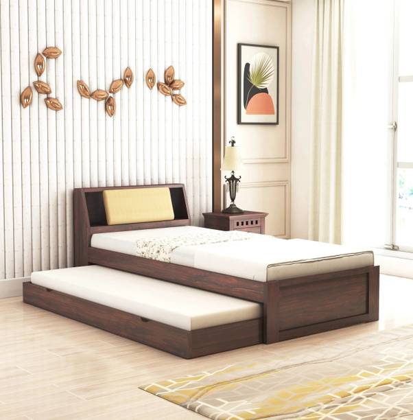 Ganpati Arts Sheesham Wood Mayor Wooden Single Cot For Home/Single Trundle Bed With Storage Solid Wood Single Drawer Bed, 98 cm x 223 cm (3.22 ft x 7.32 ft)