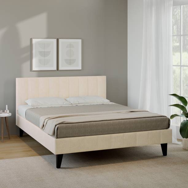 Cherry Wood Essentials Barclay Upholstered Tufted Platform Engineered Wood King Bed