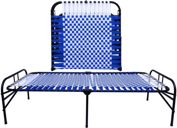 zybil Latest Magic Bed, Folding beds for Sleeping,Portable Folding Bed(BLUE&WHITE) Metal Single Bed