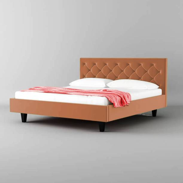 Klenta Home Decor Upholstered Engineer Wood King Size Bed With Button Tufted Headboard For Bedroom Engineered Wood King Bed
