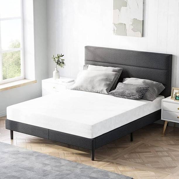 CRIGE Fabric Queen Size Bed For Hotel, Bedroom Engineered Wood Queen Bed