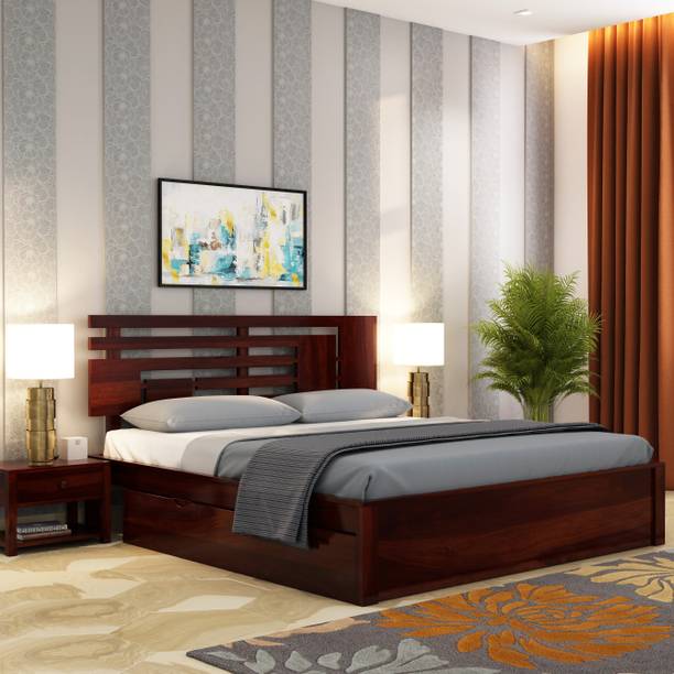 PlusOne Borneo Solid Wood Queen Drawer Bed