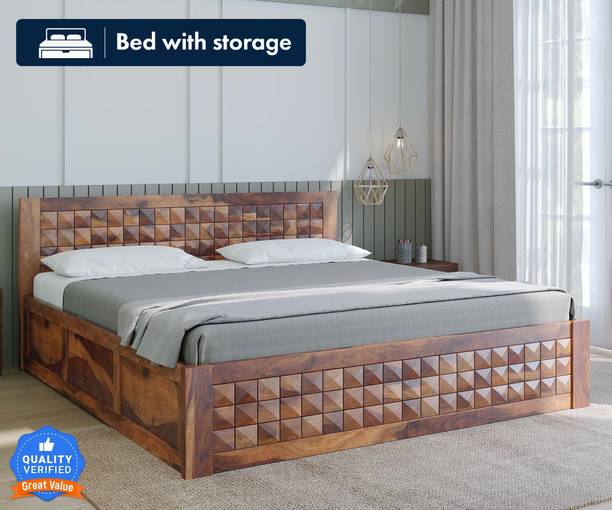 Flipkart Perfect Homes Sheesham Solid Wood King Box Bed, 209 cm x 188 cm (6.86 ft x 6.17 ft)