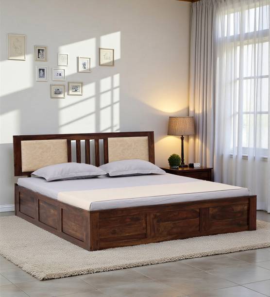 Shekhawati Home Pearl Sheesham Wood Bed/Solid Wood Palaung/Wooden Singel Cot Solid Wood King Box Bed, 210 cm x 189 cm (6.89 ft x 6.2 ft)