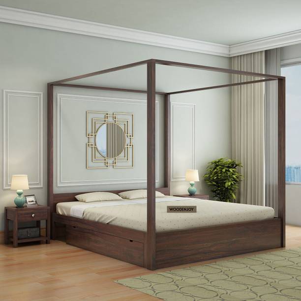 WOODENJOY Sheesham Wood King Bed With Drawers Storage/Wooden Bed With Storage For Home Solid Wood King Drawer Bed