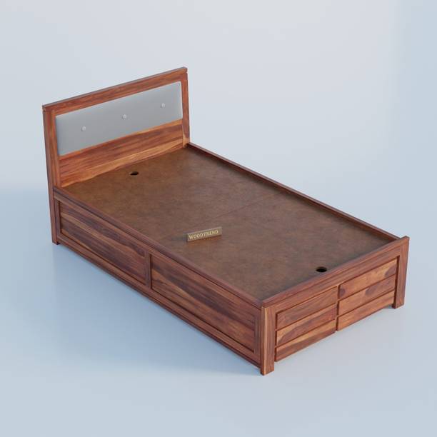 Banshi Solid Sheesham Wood Single Bed with Storage Box | Wooden Single Bed for Bedroom Solid Wood Single Box Bed, 97.79 cm x 190.5 cm (3.21 ft x 6.25 ft)