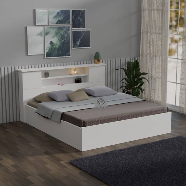 Floresta Wud Engineered Wood Queen Size Bed With Storage For Bedroom | Engineered Wood Queen Box Bed