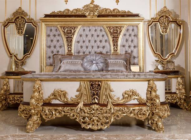 royal wood VICTORIA ROYAL LUXURY PREMIUM TEAKWOOD Solid Wood King Box Bed, 170 cm x 100 cm (5.58 ft x 3.28 ft)