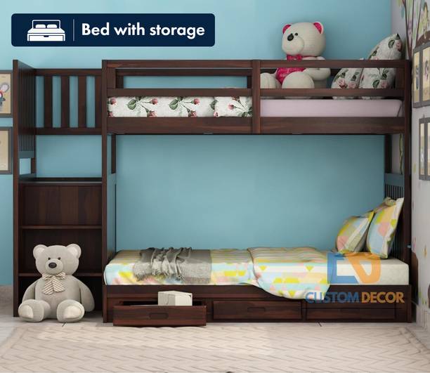 Deuba Swift Bunk Bed Without Storage For Kids/Kids room ( Wihout Mattress Solid Wood Single Drawer Bed, 129.5 cm x 246.3 cm (4.25 ft x 8.08 ft)