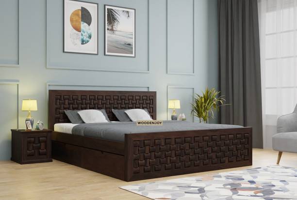 WOODENJOY Sheesham Wood Bed/Cot Bed/Palang For Bed Room/Home/Hotel Solid Wood Queen Drawer Bed