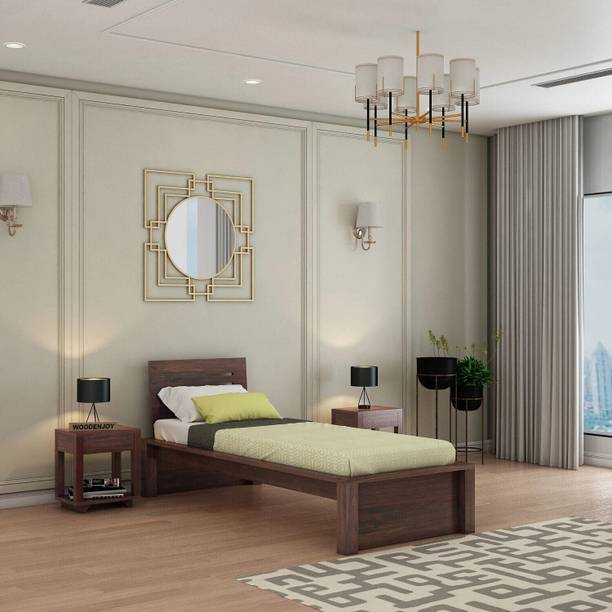 WOODENJOY Sheesham Wood Single Bed/Wooden Single Cot/Wooden Single Bed Without Storage Solid Wood Single Bed