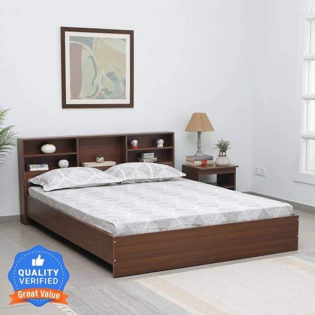 Mintwud from Pepperfry Seto Wooden Queen Bed/Wooden Cot/Palaung Without Storage For Bedroom/Home Engineered Wood Queen Bed