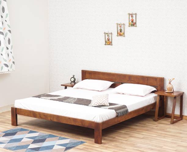 Woodefly Sheesham Wood Queen Size Bed Without Storage/ Double Bed/ Cot Bed for Bedroom Solid Wood Queen Bed