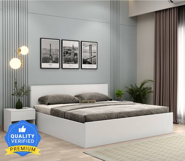 Wooden Street Harper Queen Bed with Box Storage Bed With Headboard Engineered Wood Queen Box Bed