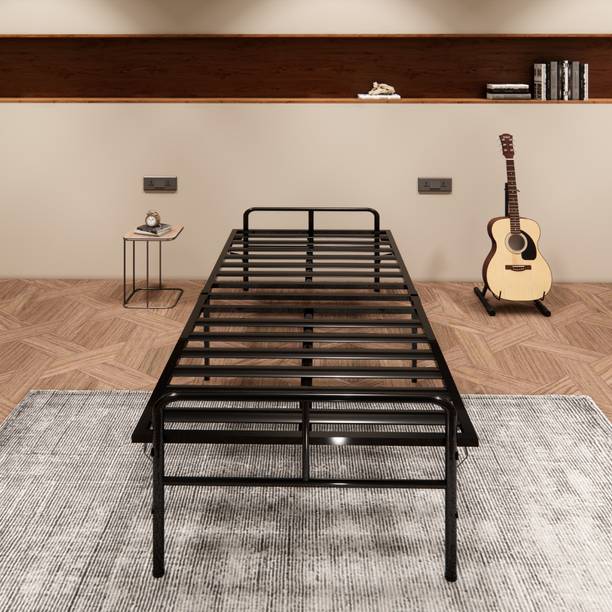 ARLAVYA Premium Powder coated Single Folding Metal Bed 6 ft x 3 ft | 2 Years Warranty | Metal Single Bed