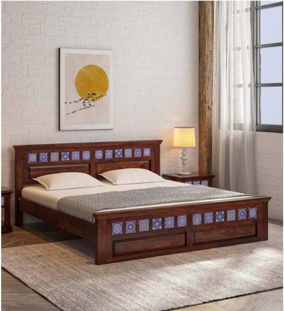 PANDITWOODENART Solid Sheesham Wood Bed king Bed king size Bed With Storage Cot For Bedroom bed Solid Wood King Bed, 208 cm x 196 cm (6.82 ft x 6.43 ft)