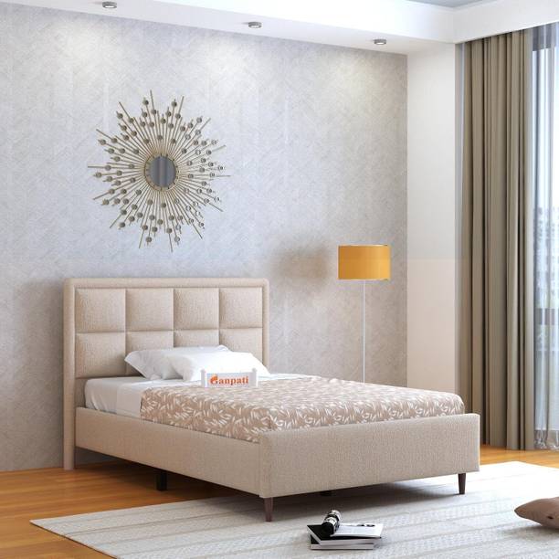 Ganpati Arts Wooden Louis Upholstered Single Bed Without Storage/Wooden Cot Engineered Wood Single Bed