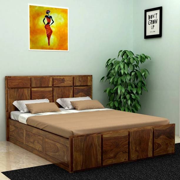 Vintej Home Arvika Sheesham ( Rosewood ) Jodhpur Furniture Solid Wood Queen Box Bed