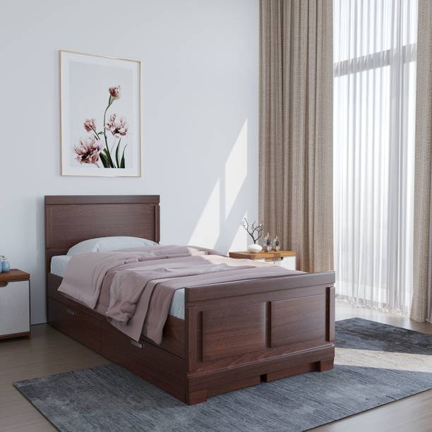 Wopno Furniture Pure Sheesham Wooden Bed Single Size Solid Wood Single Size Bed for Bedroom Solid Wood Single Drawer Bed