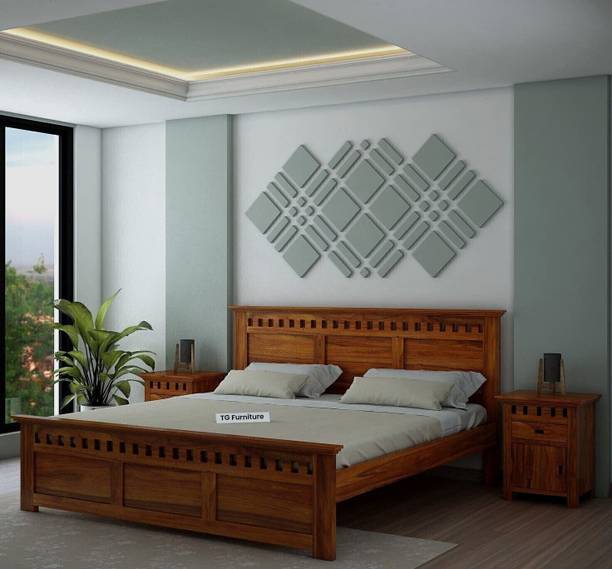 Ganpati Arts Sheesham Wood Queen Size Bed for Bedroom/Home/LivingRoom(Without Storage Bed) Solid Wood Queen Bed, 209 cm x 163 cm (6.86 ft x 5.35 ft)