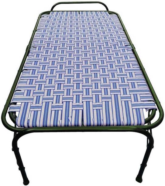 RAZVI Double Pipe Folding Bed Plastic Niwar Simple, Comfortable, Portable Folding Bed Metal Double Bed, 182 cm x 106 cm (5.97 ft x 3.48 ft)