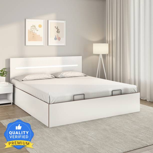 Nilkamal Capsule Prime with 3/4 Hydraulic Storage | Lighted Headboard | 1 Year Warranty Engineered Wood Queen Hydraulic Bed
