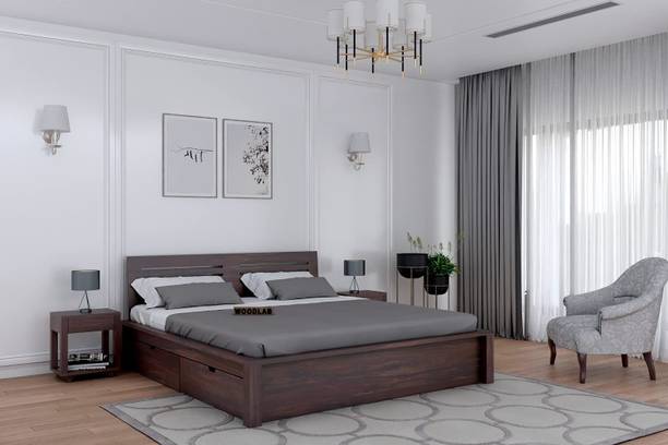 WOODENJOY Sheesham Wood Bed/Wooden King Bed/Wooden Bed/Cot With Box Storage For Home Solid Wood King Box Bed