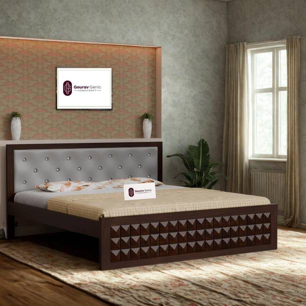 Gouravgenics Handicraft Premium Wooden King Bed Solid Wood King Bed, 206 cm x 188 cm (6.76 ft x 6.17 ft)